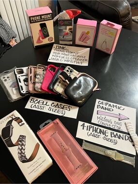Assorted Pink Cell Phone Accessories Bundle - Cases, Bands & Mounts